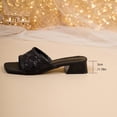 thumbnail image 6 of Lovskoo Womens Lace Square Toe Block Heel Sandals Fairy Style Slip On Summer Casual Mid Chunky Heel Dressy Slides, 6 of 9