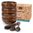 thumbnail image 1 of Set de cuencos de coco Jungle Culture con 4 cuencos de madera y cucharas, 1 of 8