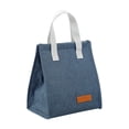 thumbnail image 2 of Clearance Under $2, 1 Pack Insulated Lunch Bag, Large Capacity Cooler Tote, Thermal Meal Storage Bag with Sturdy Handle for Work, Picnic & Travel, Plastic, 24x22cm(Navy), 2 of 9