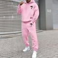 thumbnail image 2 of ibiyuan Mens 2 Piece Outfits Long Sleeve Pullover Hoodie and Pants Long Sleeve Hoodie and Pants Outfits Outfits Sport Suits,Pink, 2 of 6