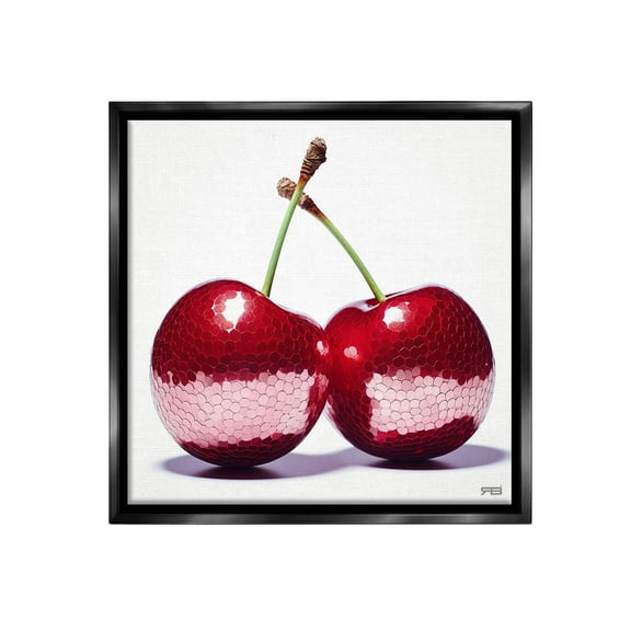 Stupell Industries Cherries with Reflection Food & Beverage Painting Black Floater Framed Canvas Art Print Wall Art, 18 x 18
