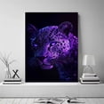 thumbnail image 2 of Mudket Framed Purple Leopard Canvas Wall Art, Glamorous Animal Print Wall Decor, Trendy Black Background Art Ready to Hang - 12"L x 8"W, 2 of 10