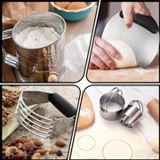 Godance 9 Pcs Stainless Steel Pastry Blender Set, Pastry Blender & Cutter with 5 Biscuit Cutters, 3-Cup Flour Sifter & Non-Stick Silicone Baking Mat | Biscuit Cutter Set for Cooking Cookies and Donut