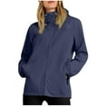 thumbnail image 2 of Women Outdoor Raincoat Cuffs Waterproof Hooded Pocket Zipper Jacket Outdoor Mountaineering Clothing Sports Jacket Hooded Jackets Trench Coats Navy S-3XL, 2 of 8