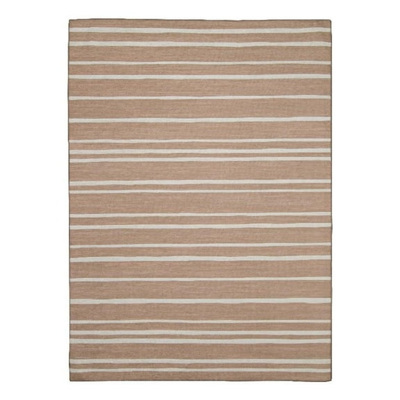 Linon Indoor Outdoor Machine Washable Sydney Accent 2'x3' Rug in Tan and Ivory