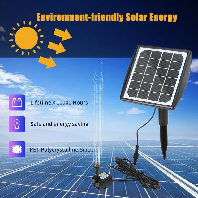 Fountain,Pump With Adjustable Solar Powered Pump Water Panel Water Panel Kit Water Pump With Solar Panel Diy Pump Water Pump Patio Lawn Pool Kit Fish Adjustable Solar Panel Solar Pump