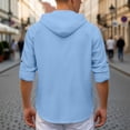 thumbnail image 7 of JTieacloth Summer Linen Long Sleeve Shirt Beach Casual Hooded Shirt Long Sleeve Solid Color Shirt Free Button Down Shirt Blue, 7 of 7