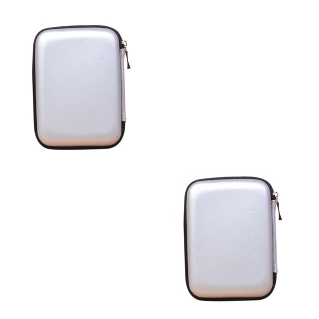 maskred 2.5 Sacoche Portable pour Disque Dur Externe avec Fermeture Éclair, Pochette pour Disque Dur, Protection Adaptée, Argent 2Set