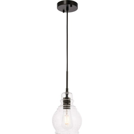 

Black Tone Finish Pendants 6 Wide Clear Bubble Glass Round Shade E26 Bulb Type 1 Light Fixture