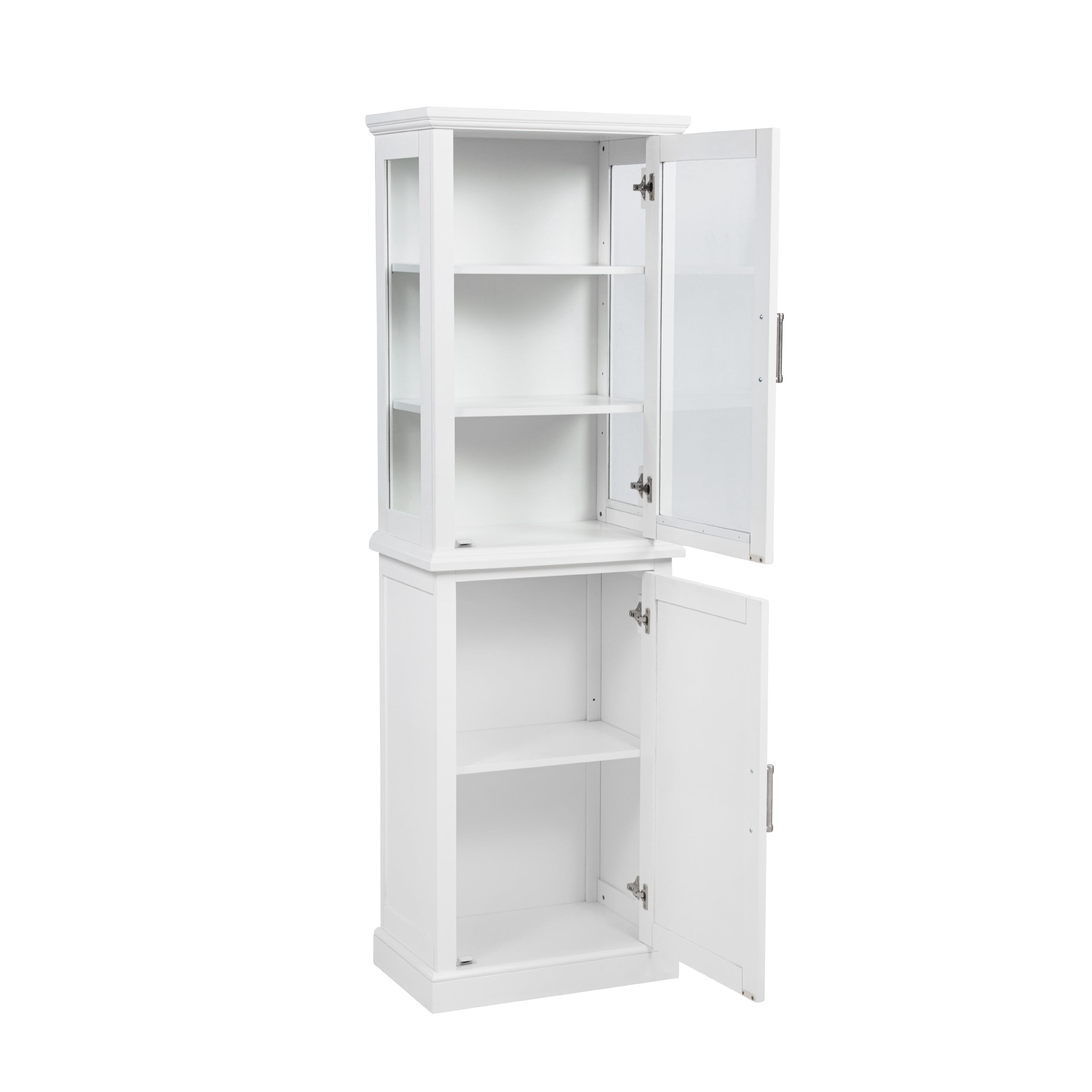 Linon Serenity Tall Two Door Bathroom Cabinet with Shelves, White