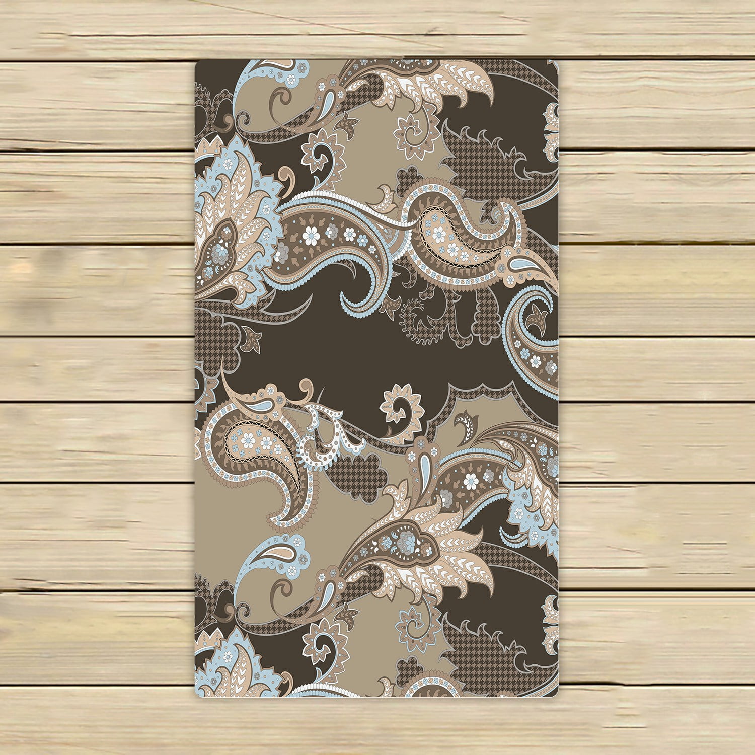 ECZJNT Textile paisley pattern in beige brown peach light blue colors