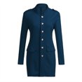 thumbnail image 4 of Tiqkatyck Trench Coat 2023 European and American Long Sleeved Breasted Women's Slim Fit Small Suit Jacket Plus Size Tops Clearance Long Sleeve Tops Blue2 XL, 4 of 4