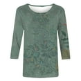 thumbnail image 4 of Tnhcen Hauts Basiques Vintage à Imprimé Floral pour Femmes, Col Rond, Manches 3/4, Coupe Ample, Grande Taille, Chemises Graphiques d'Automne P-5TG, 4 of 5