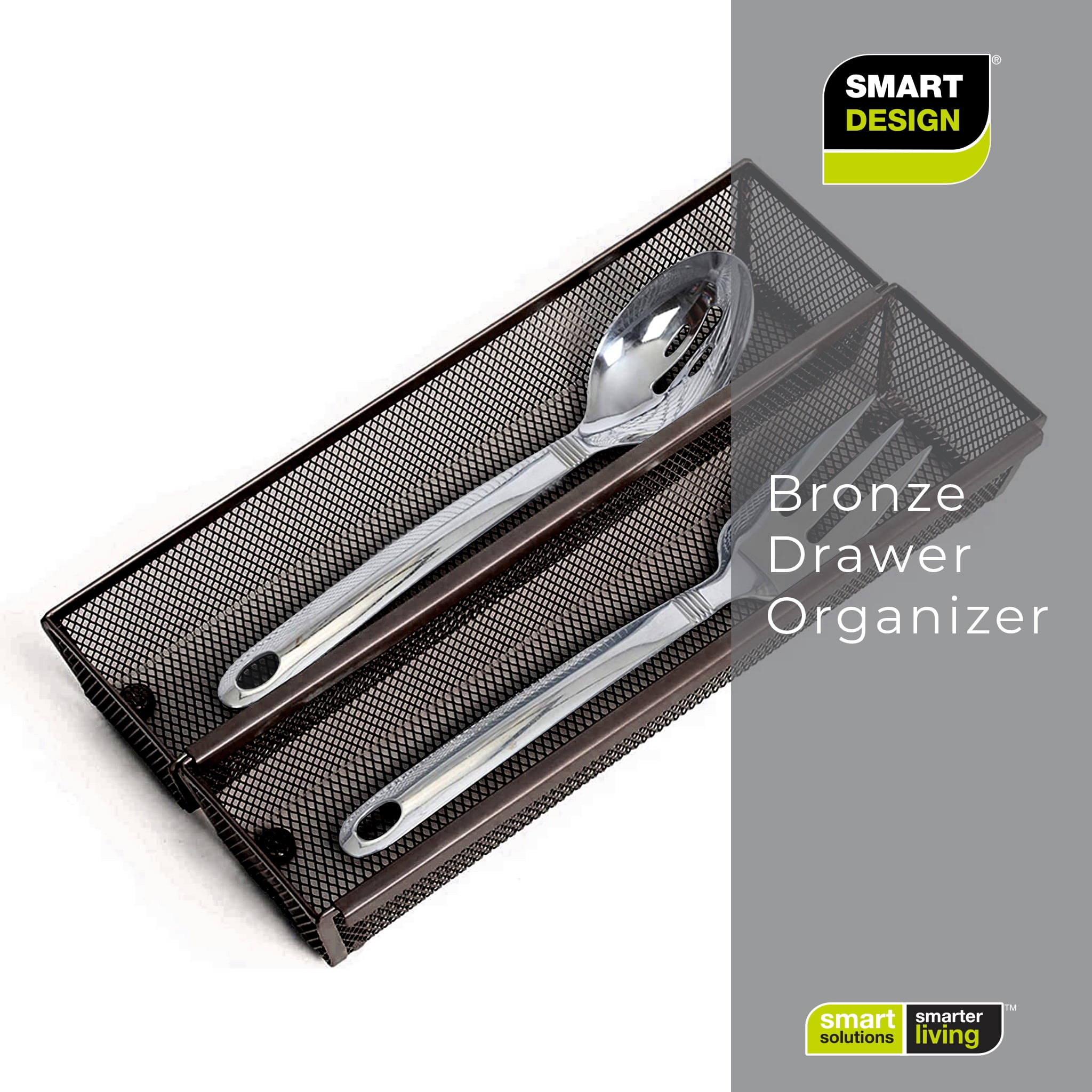 Smart Design Drawer Organizer - Set of 6 - Steel Metal Mesh - 12 x 3 Inch - Bronze