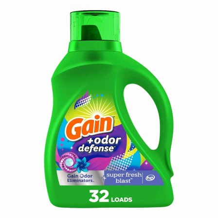 Gain   Odor Defense Liquid Laundry Detergent (Pack 1) - 32 Loads, 46floz
