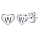 thumbnail image 1 of Pendientes de corazón inicial Silvora tachuelas de plata esterlina hipoalergénicas para mujer letra W regalo de joyería, 1 of 8