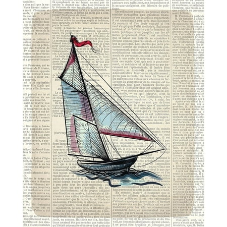 Newspaper Sailboat 3 Poster Print by Allen Kimberly (24 x