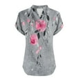 thumbnail image 5 of Heisall Womens Tops Casual Short Sleeve Non-Directional Print Cotton-Linen Imitation Buttoned V-Neck Blouses, 5 of 5