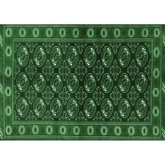 Ahgly Company Indoor Rectangle Persian Emerald Green Traditional Area Rugs, 5' x 7'