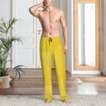 thumbnail image 2 of Pofeuu Yellow Glitter Print Men's Pajama Pants, Soft Lounge Pajama Pants with big pockets for Men Plaid Pj Bottoms-Large, 2 of 6