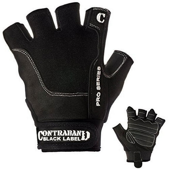 Contraband Black Label 5120 Pro Series Amara Leather Lifting Gloves w/Jar Grip Palm- Durable Light - Medium Padded Amara Leather Gym Gloves - Perfect Classic Lifting Gloves (Pair) (Black, XX-Large)