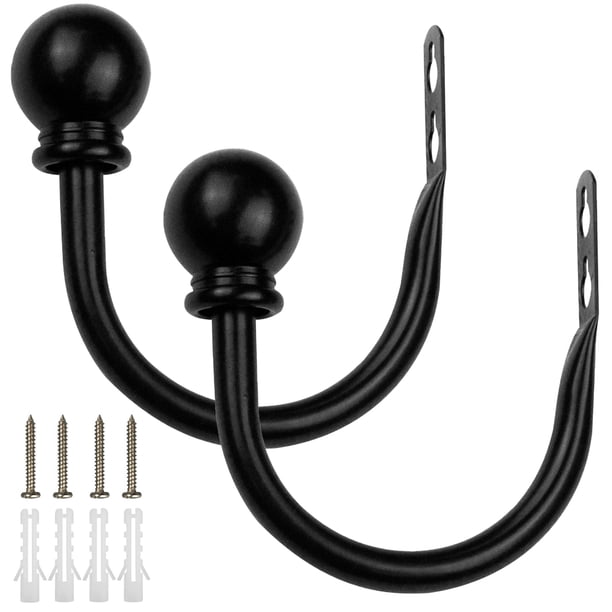 ODOMY 2 Soportes para Cortinas con Lazo de Metal, Soportes para Cortinas Decorativas de Pared, Soporte para Ganchos de Cortina en Forma de U con Tornillos para Accesorios para el Hogar