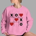 thumbnail image 3 of Valentines Day Crewneck Sweatshirts Women Long Sleeve Heart Pullover Shirts Crewneck Casual Fashion Outfits, XL Pink, 3 of 5
