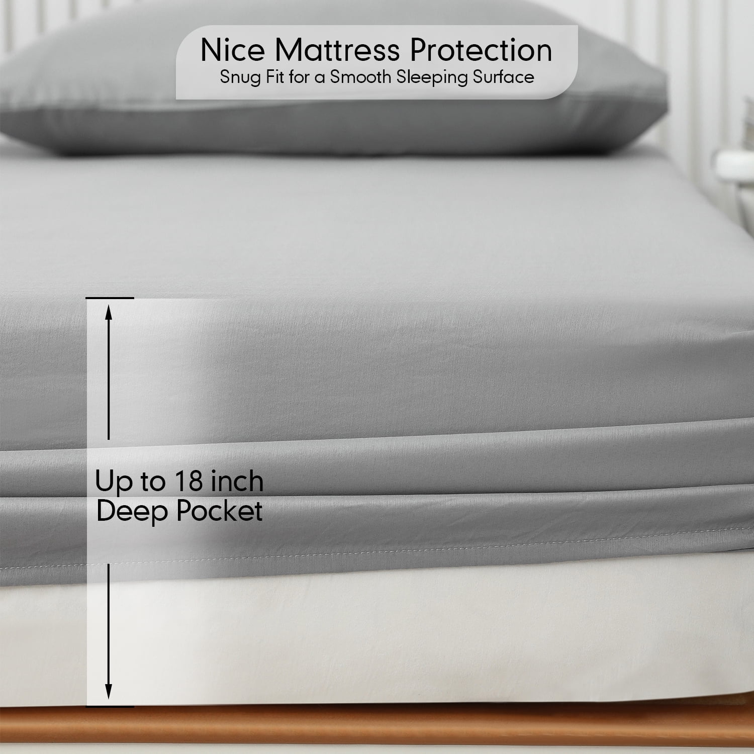Johnpey 4-Piece Bamboo Bed Sheet Set, Queen Size - Gray