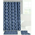 thumbnail image 2 of 19 Piece Bathroom Set 2 Rugs Mats Non Slip 1 Fabric Shower Curtain 12 Fabric Rings 4 Piece Ceramic Accesories Different Styles And Colors For Home Bath Décor Honey Navy, 2 of 2