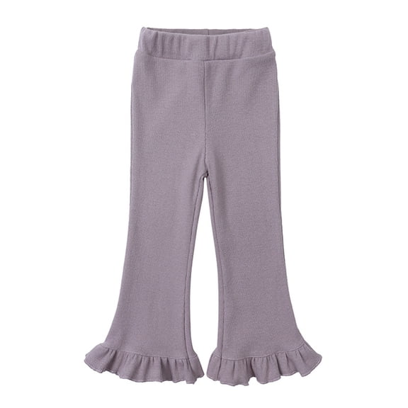 Usaibhir Toddler Baby Girls Soft Cotton Knit Ruffle Tights Leggings Solid Color Stretch Leggings Flare Trousers 1-8T