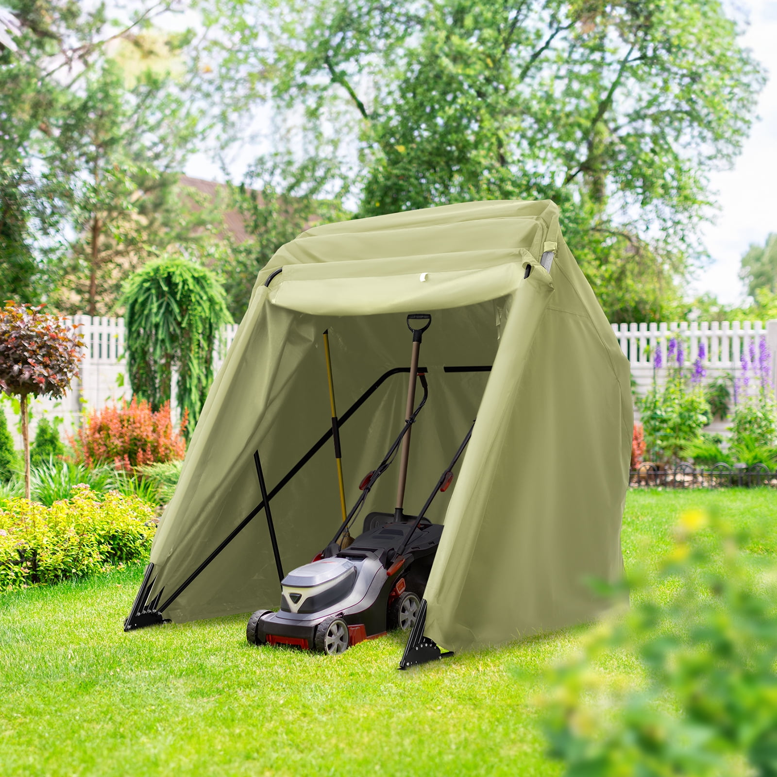 Quictent Stainless Steel Motorcycle Shelter with 2 Roll-Up Side Windows, Waterproof and UV Resistant Outdoor Storage Tent Cover for Motorcycle, Bike, Garden Tools