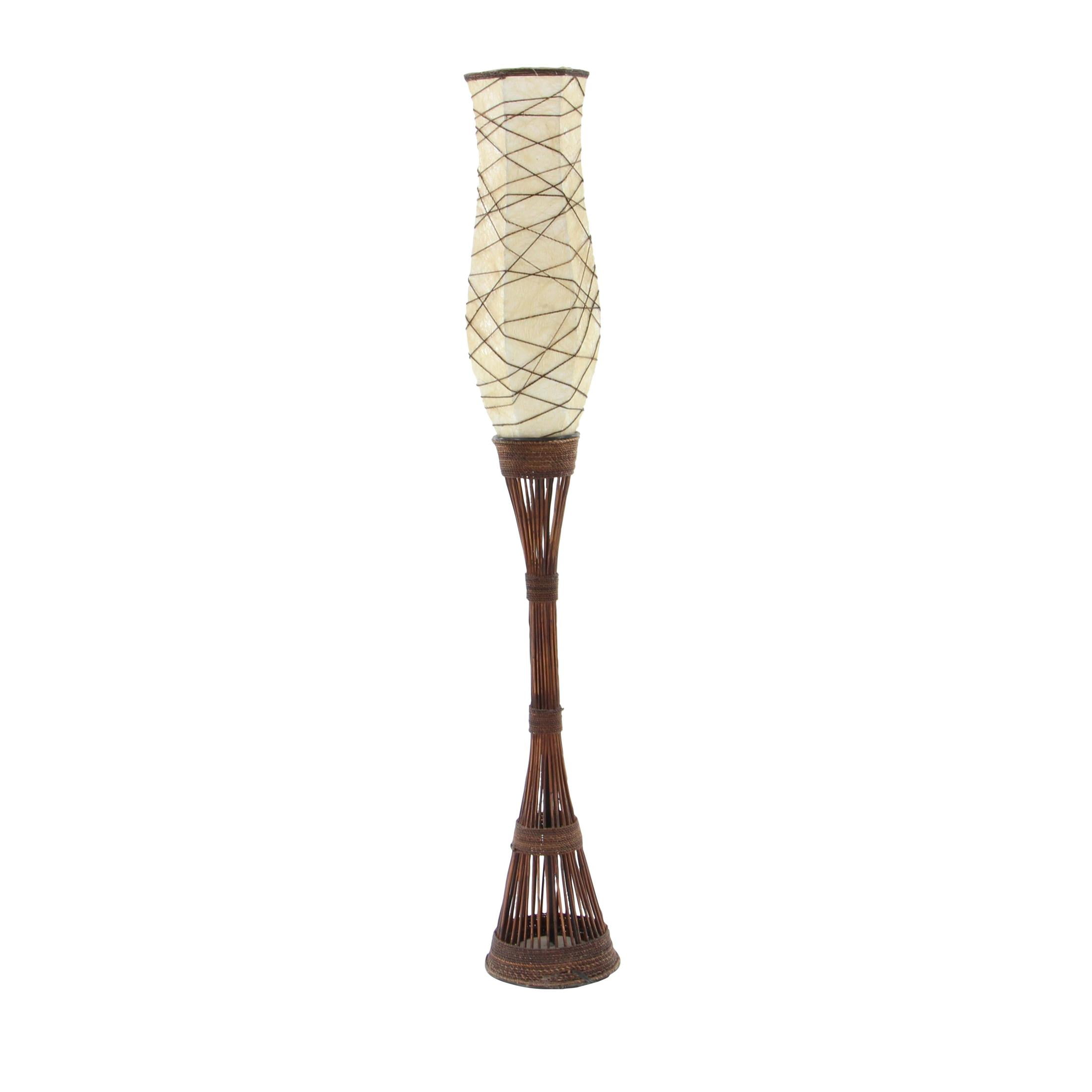 DecMode 59" Brown Floor Lamp with Cream Paper Shade