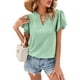thumbnail image 3 of Lucakuins Blusa de manga corta de verano para mujer, cuello en V recortado Color sólido Casual Party Street Summer Shirt Tops Lucakuins moda, 3 of 7