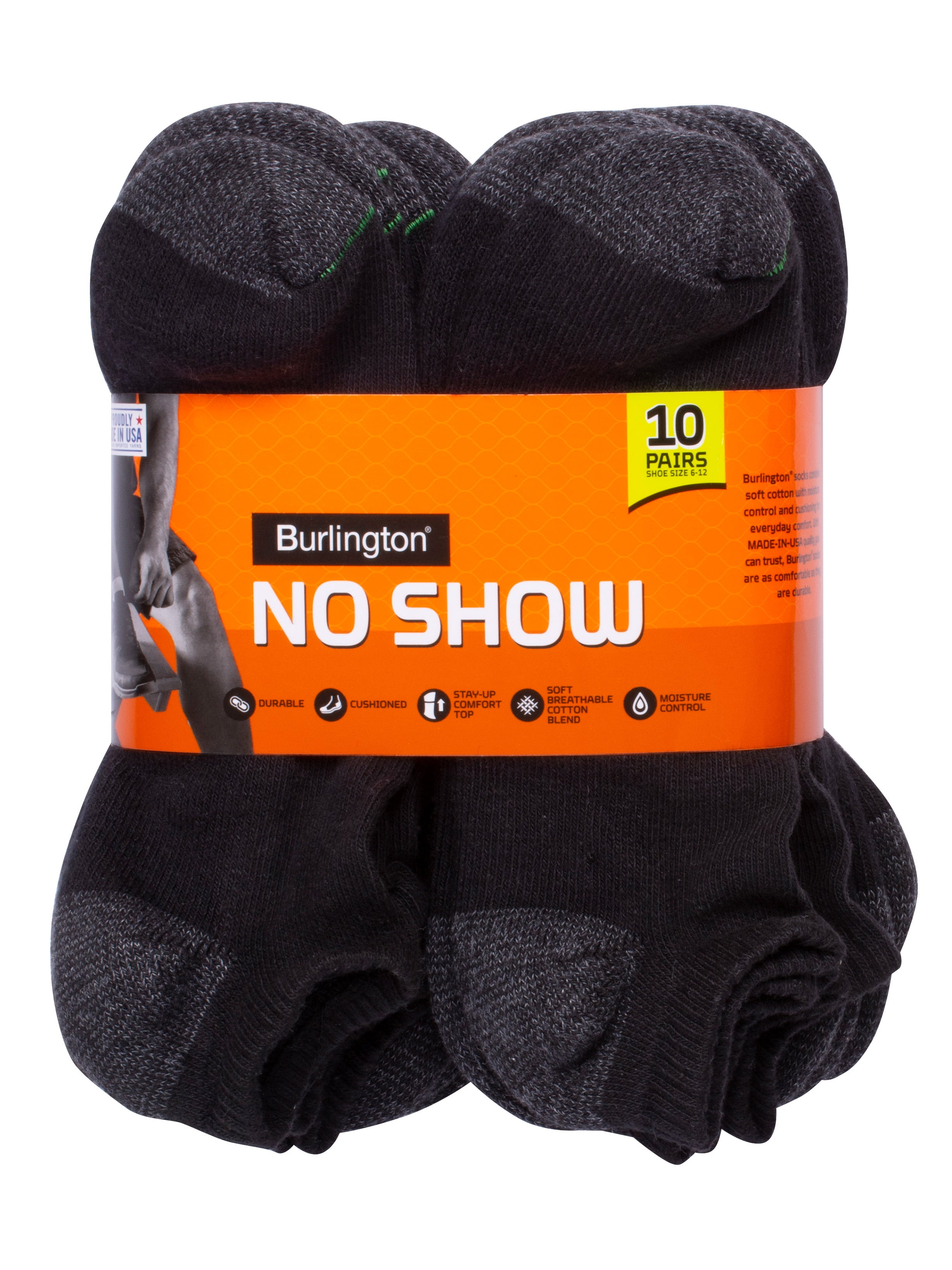 Burlington Brands Burlington Men's Cotton No Show Socks Comfort Power