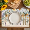 thumbnail image 4 of Floral Eucalyptus Leaves Placemats Set of 12, Daisy Summer Botanical Vintage Placemats for Dining Table, Place Mats for Kitchen Tabletop, Waterproof Wipeable Dining Table Mats Set, 4 of 9