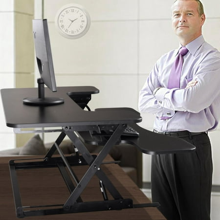 Jaxpety Ergonomic Black Height Adjustable Standing Desk Sit Desk Top Stand Desk Riser