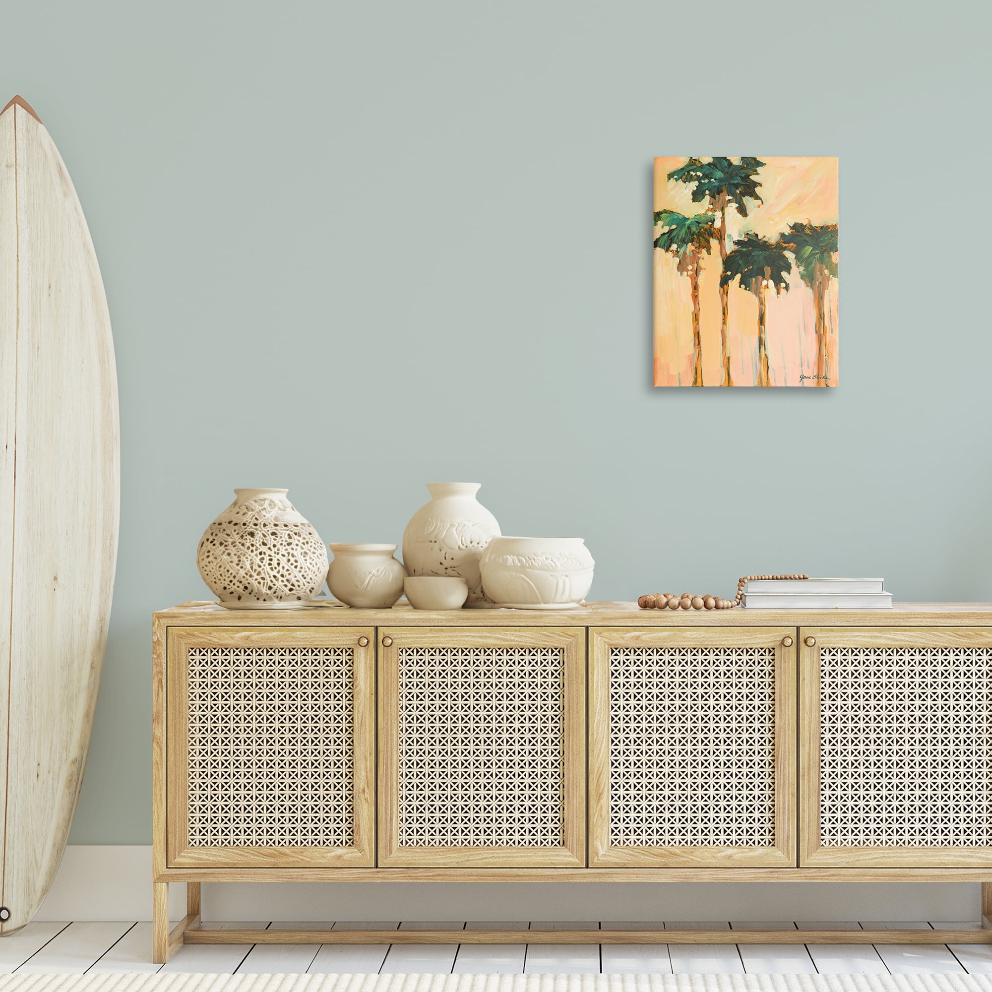 Stupell Industries Shady Palms Impression Coastal Painting Gallery Wrapped Canvas Art Print Wall Art, 16 x 20