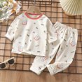 thumbnail image 2 of TOWED22 Winter Outfit for Infant Toddler Long Sleeve Print Round Neck T-Shirt Fleece Pants 2Pcs Warm Clothes Set(Light Gray,18-24 M), 2 of 6