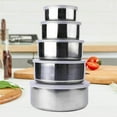 thumbnail image 1 of PENGXIANG 5Pcs Mixing Bowls with Lids Stainless Steel Mixing Nesting Bowl Set Stackable Cooking and Storage Deep Nesting Bowls Silver Food Container Dishwasher Safe for Kitchen Baking, 1 of 11