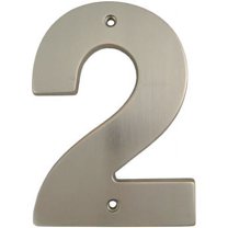 Contemporary House Number, #2, 5 Inches, Satin Nickel by Stone Harbor Hardware