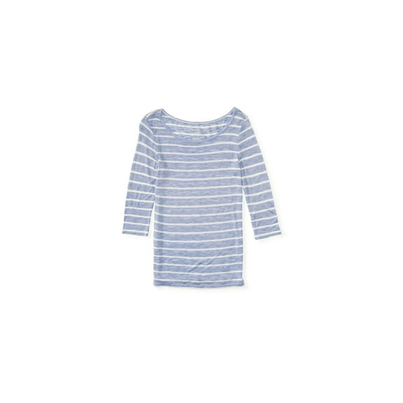 Aeropostale Womens Sheer Striped Graphic T-Shirt, Blue, Juniors, X-Large