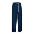 thumbnail image 4 of Men's Waffle Weave Casual Pants Baggy Color Block Multi Pocket Wide Leg Pants Dark Blue S, 4 of 7