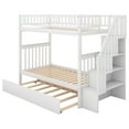 thumbnail image 2 of Twin Over Full Bunk Bed with Trundle and Storage Stairs, Solid Pine Solid Wood 3 in 1 Wood Bunk Bed Frame, No Spring Box Needed, White, 2 of 7
