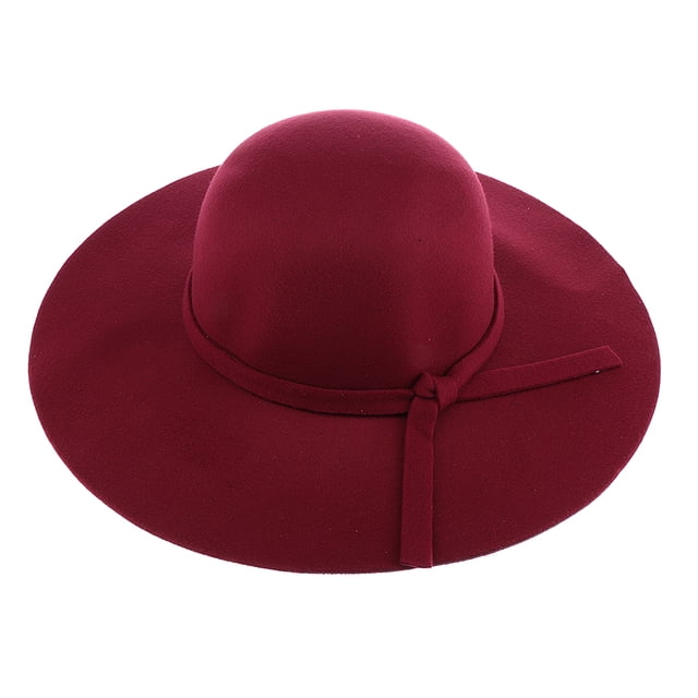 Sombrero Fedora De Fieltro De Lana Vintage Para Mujer Color Rojo Vino