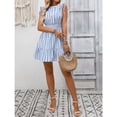thumbnail image 5 of EASYBRA Women Striped V Neck Wrap Midi Dress Sleeveless High Waist Summer Elegant Casual Vacation Dress, 5 of 7