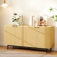 thumbnail image 2 of 58" Modern TV Stand for 65 Inch TV, Entertainment Center with Storage Cabinets and Adjustable Shelves, Fluted TV Cabinet, Wood Media Console Table for Living Room, Bedroom, Natural Oak, 2 of 9