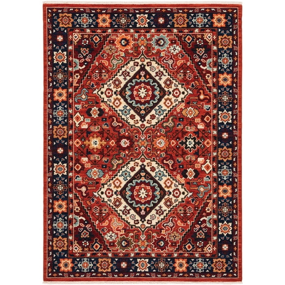 Moretti Overture Area Rug 2061V Traditional Red Diagonals Diamonds 7' 10" x 10' 10" Rectangle
