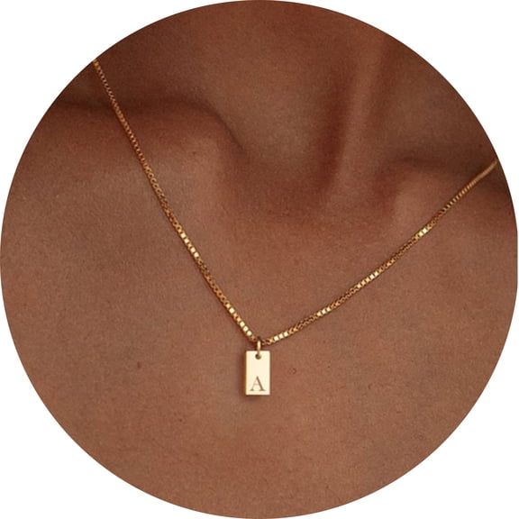 GOSFRY Initial Necklaces for Women 14K Gold Plated Name Tag Letter Dainty Personalized Initial Pendant Family Gifts Jewelry