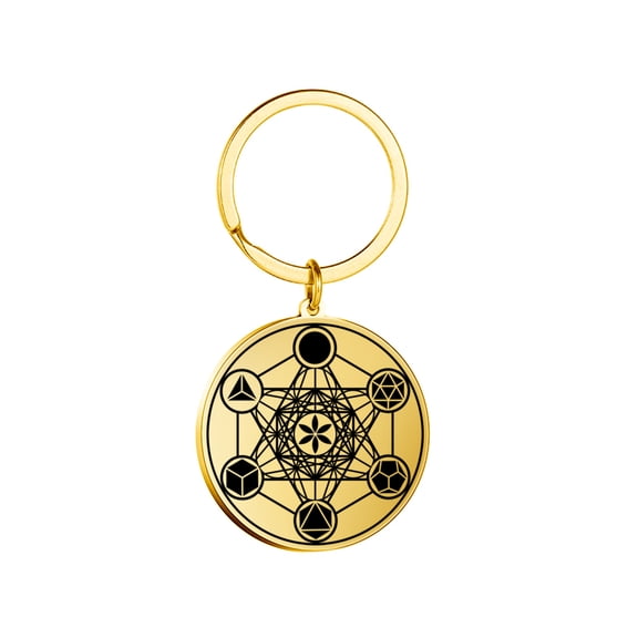 EUEAVAN Angel of Life Archangel Metatron Seal Solomon Men Keychain Stainless Steel Gifts