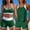Green, variant on 3 Piece Tankini Swimsuit Set for Women Conservative Padded Beach Swimwear with Pocket Swim Trunks Navy S